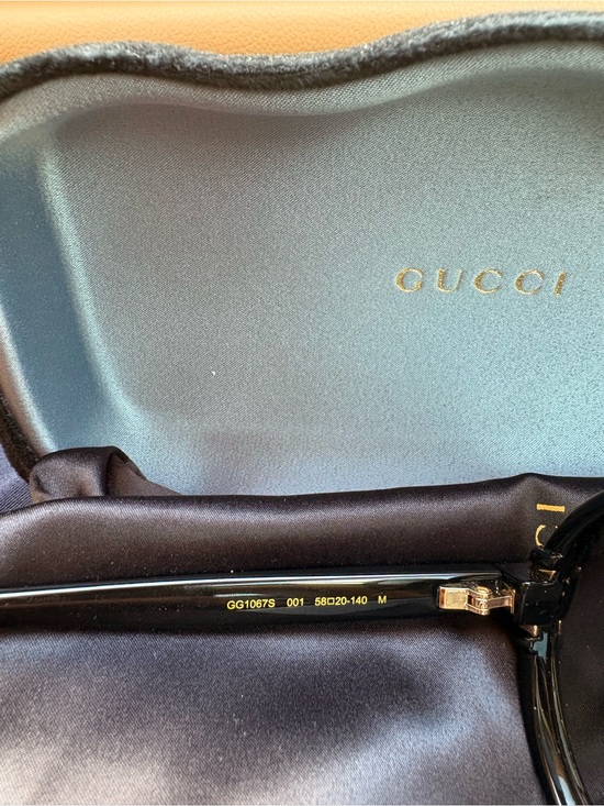 Gucci Round Black Sunglasses with Brown Lenses and Gold Detail main image 4